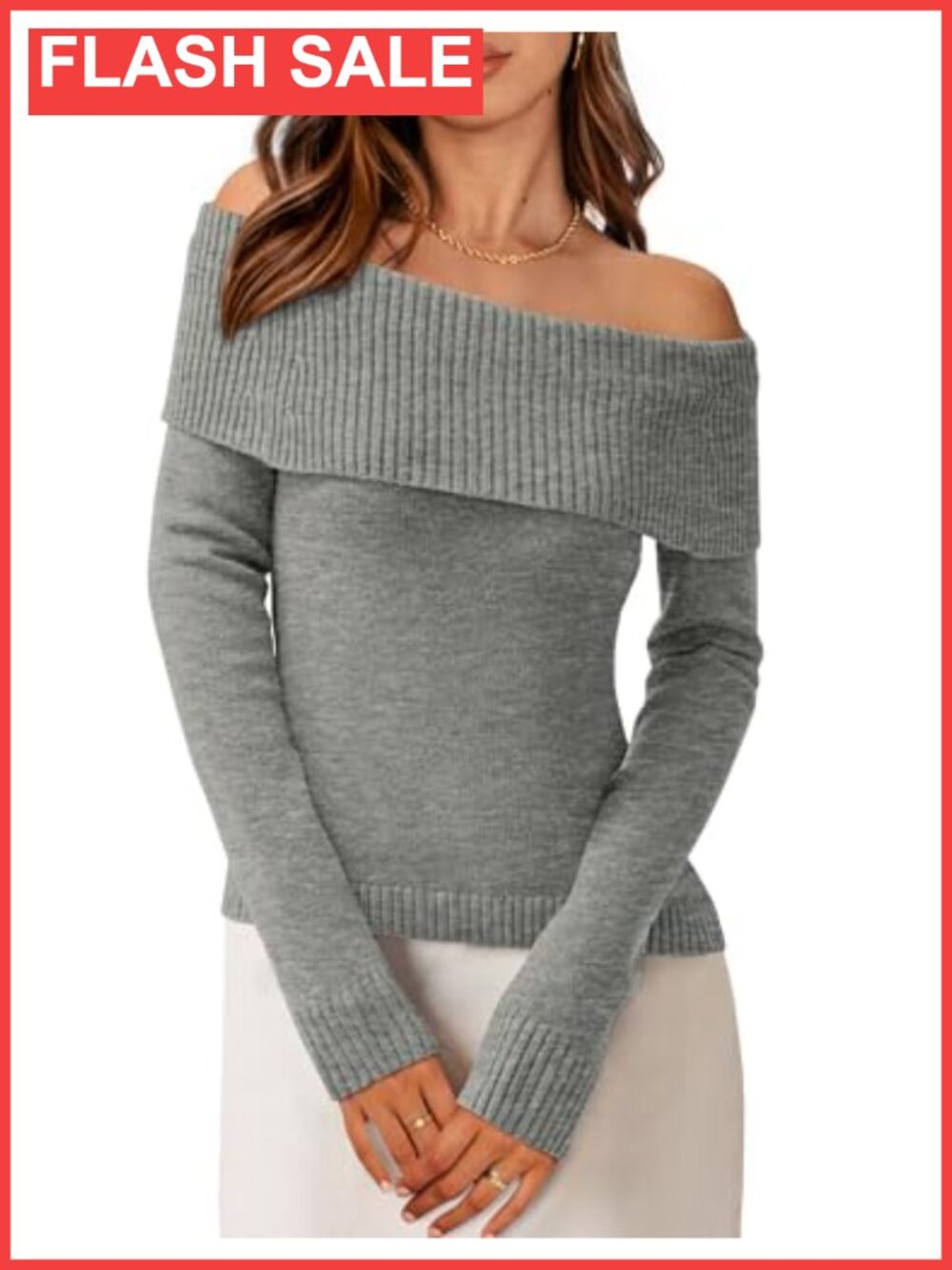 Off the Shoulder Sweater Women Trendy Fall Date Night Pullover Top